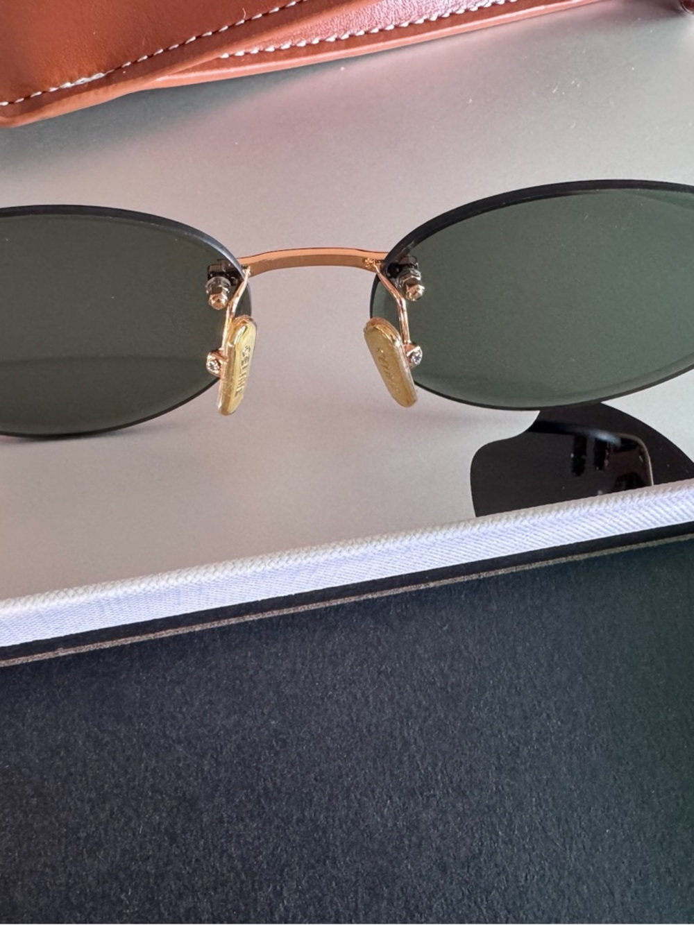 Celine Oval Sunglasses in Dark Green and Gold - Picture 3 of 14